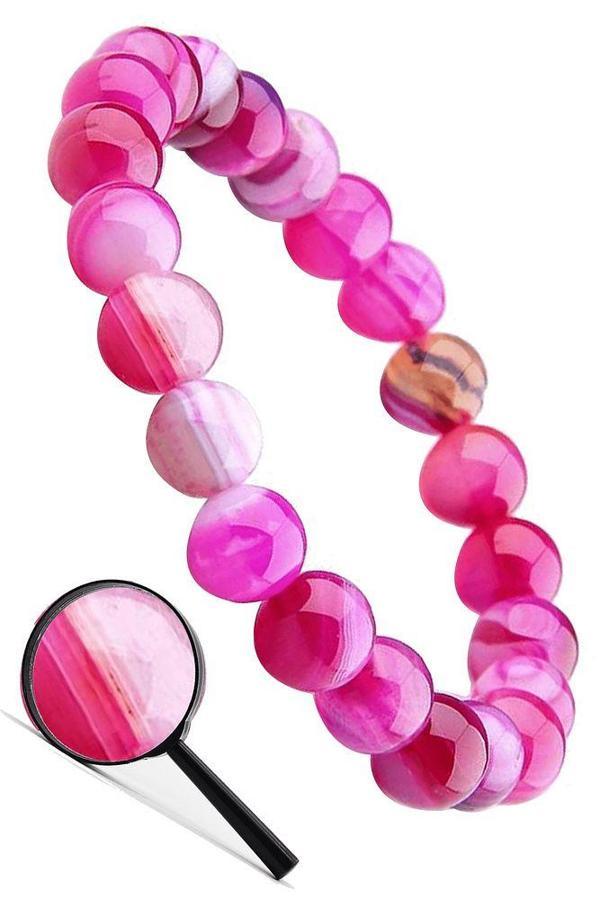 Sertifikalı Aaa Kalite Doğal Pembe Akik Taşı Bileklik - Image 1