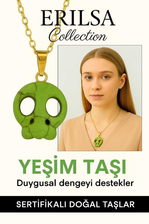 Sertifikalı Sarı Renkli İskelet Model Yeşim Taşı Kolye – Güç, Dönüşüm ve Ruhsal Koruma Taşı - Image 1