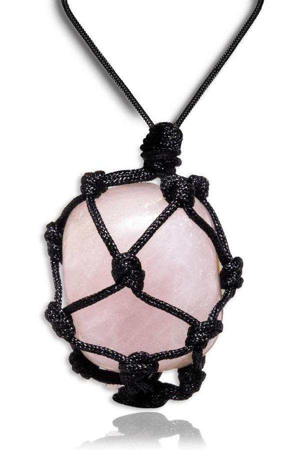 Sertifikalı Ayarlanabilir Doğal Pembe Kuvars Taşı Kolye - Image 1