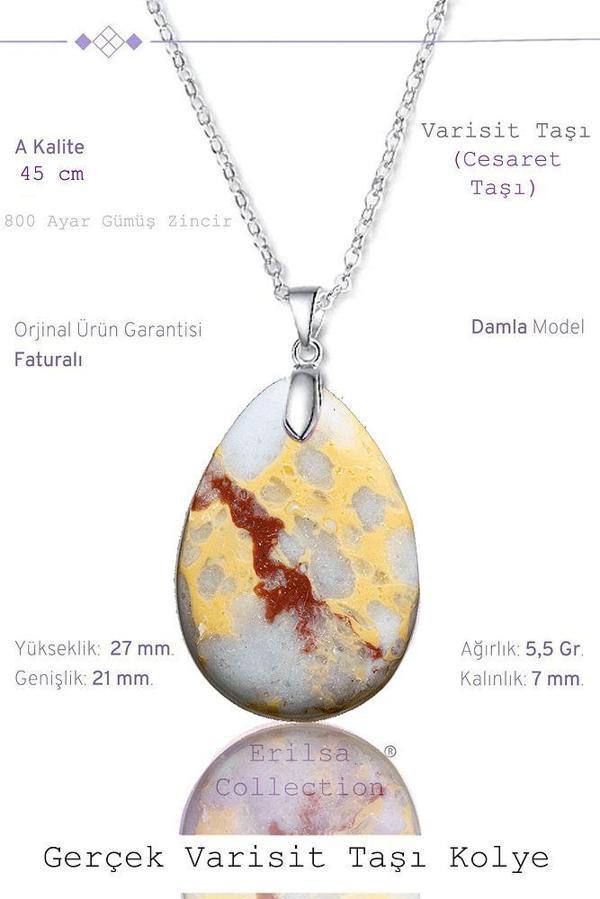 Sertifikalı Damla Model Açık Mavi Varisit Taşı Kolye (GÜMÜŞ APARATLI) - Image 1