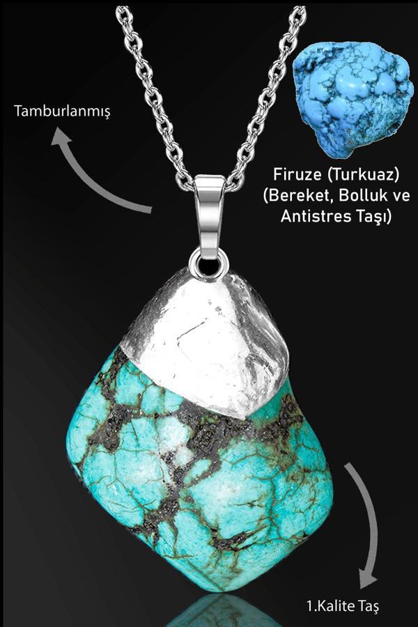 Sertifikalı Ham İşlenmemiş Gerçek Firuze Taşı Kolye (Turkuaz Taşı) - Image 1