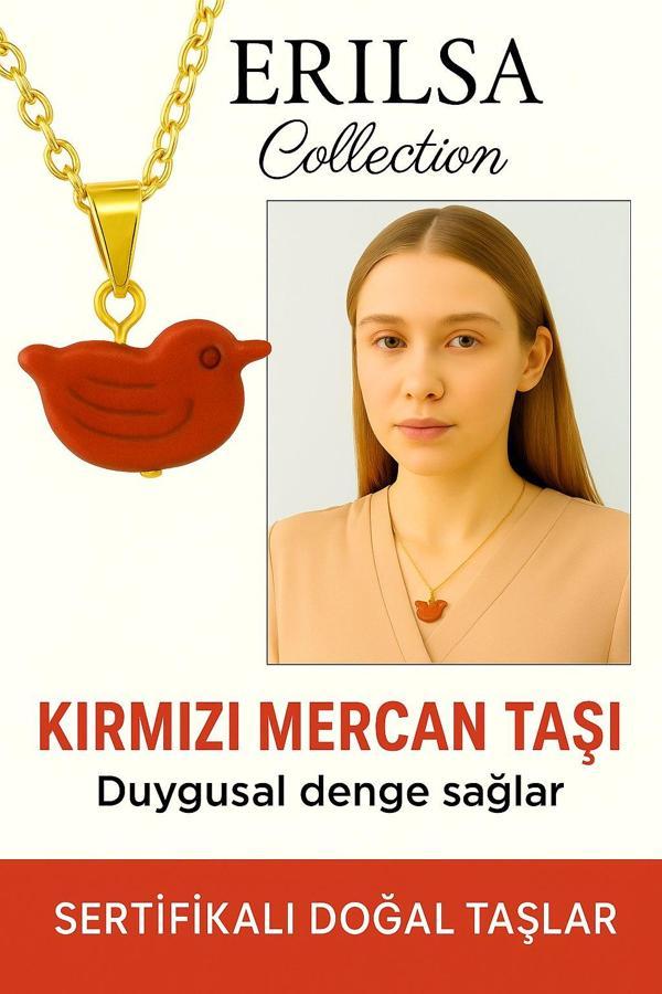 Sertifikalı Kuş Model Kırmızı Mercan Kolye – Özgürlük, Enerji ve Tutkunun Taşı - Image 1
