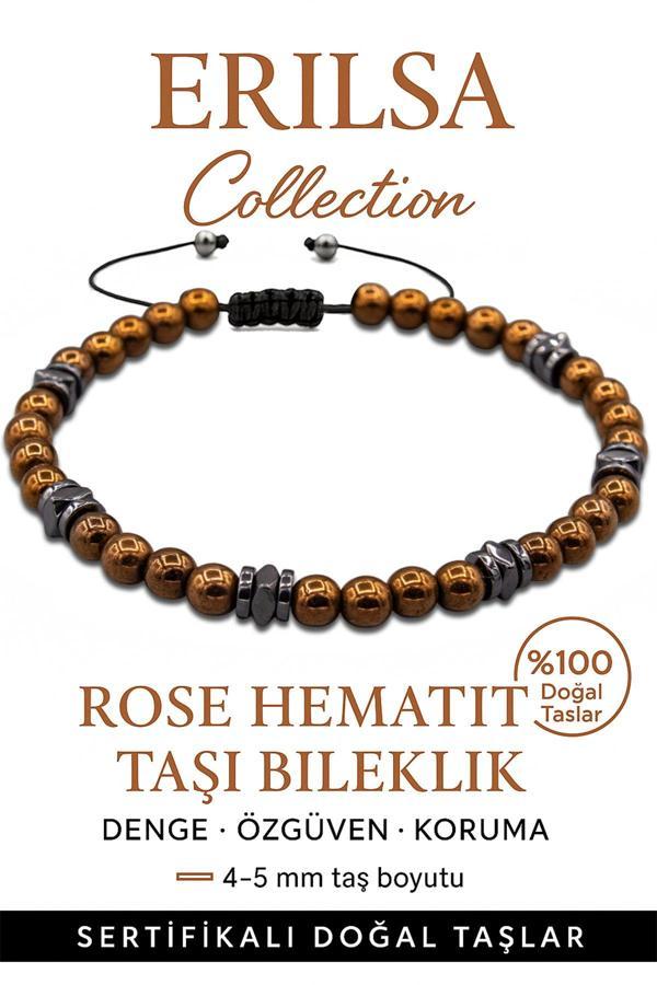 Sertifikalı Terahertz – Rose Hematit Taşı Bileklik (İnce Model) – Denge, Koruma ve Feminen Güç Taşı - Image 1