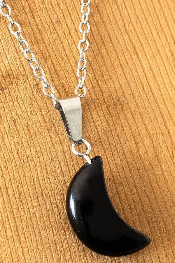 Sertifikalı Ay Model Siyah Turmalin Taşı Kolye - Image 1