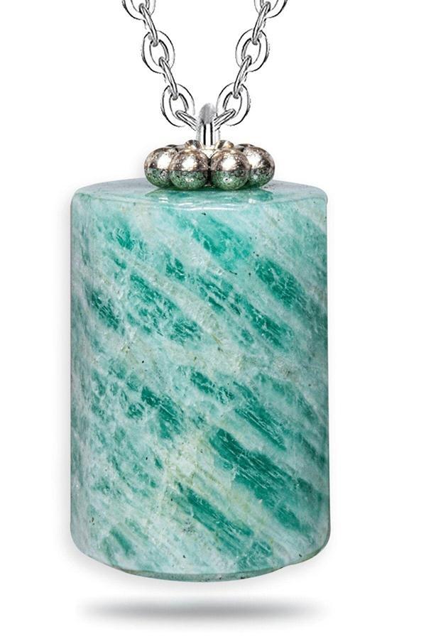 Sertifikalı Yüksek Kalite Doğal Amazonit Taşı Kolye Doğal Mavi Renk 50 cm - Image 1