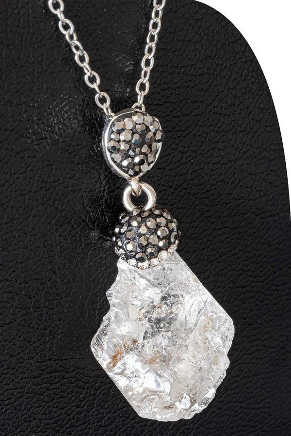 Sertifikalı Zirkon Taşlı Model Kristal Kuvars Taşı Kolye (Ham İşlenmemiş) - Image 1