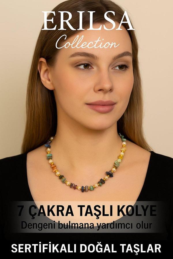 Sertifikalı Kırık Taşlı Model İnci – 7 Çakra Doğal Taş Kolye - Image 1