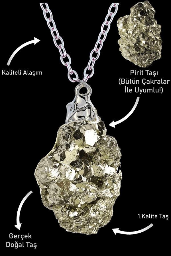 Sertifikalı Ham İşlenmemiş Gerçek Pirit Taşı Kolye - Image 1