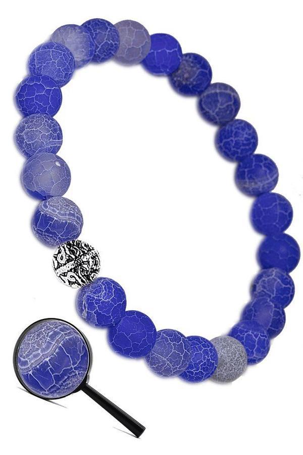 Sertifikalı Aaa Ham Işlenmemiş Damarlı Mavi Akik Taşı Bileklik - Image 1