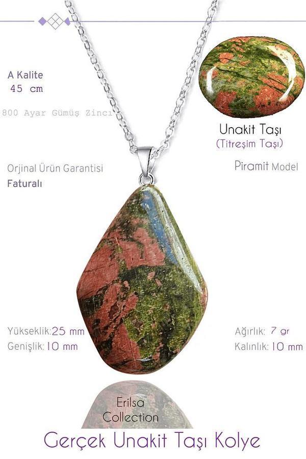 Sertifikalı Gerçek Piramit Model Unakit Taşı Kolye - Image 1