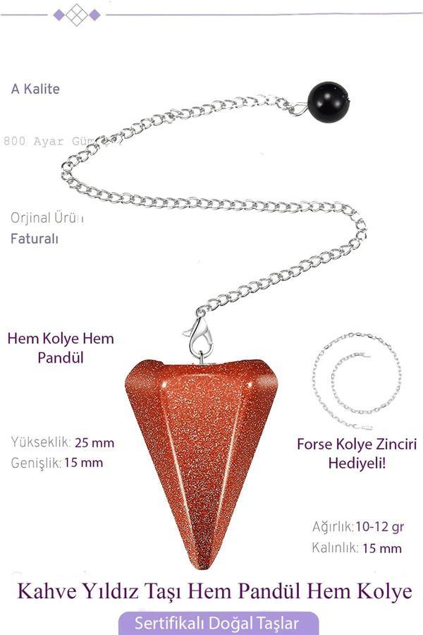 Sertifikalı Kahverengi Yıldız Taşı Pandül Sarkaç Hem Pandül - Hem Kolye - Image 1