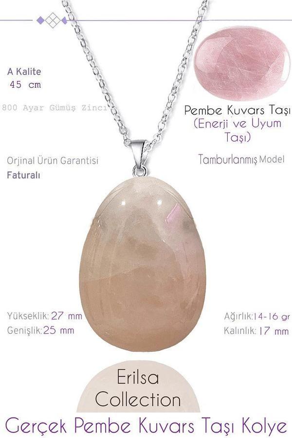 Sertifikalı Tımbıl Model Pembe Kuvars Taşı Kolye - Image 1