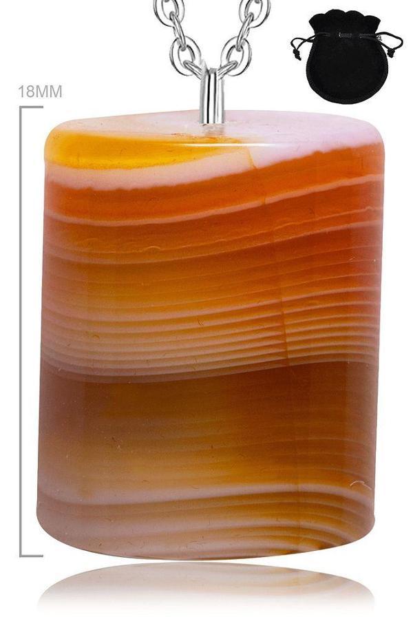 Sertifikalı Desenli Turuncu Akik Taşı Kolye - Image 1