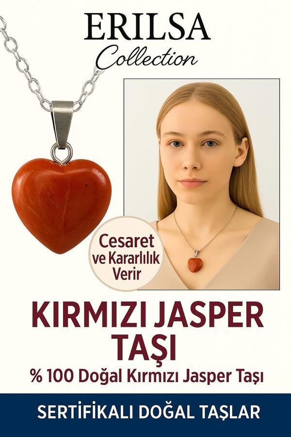 Sertifikalı Kalp Model Kırmızı Jasper Kolye – Güç, Kararlılık ve Köklenme Taşı - Image 1