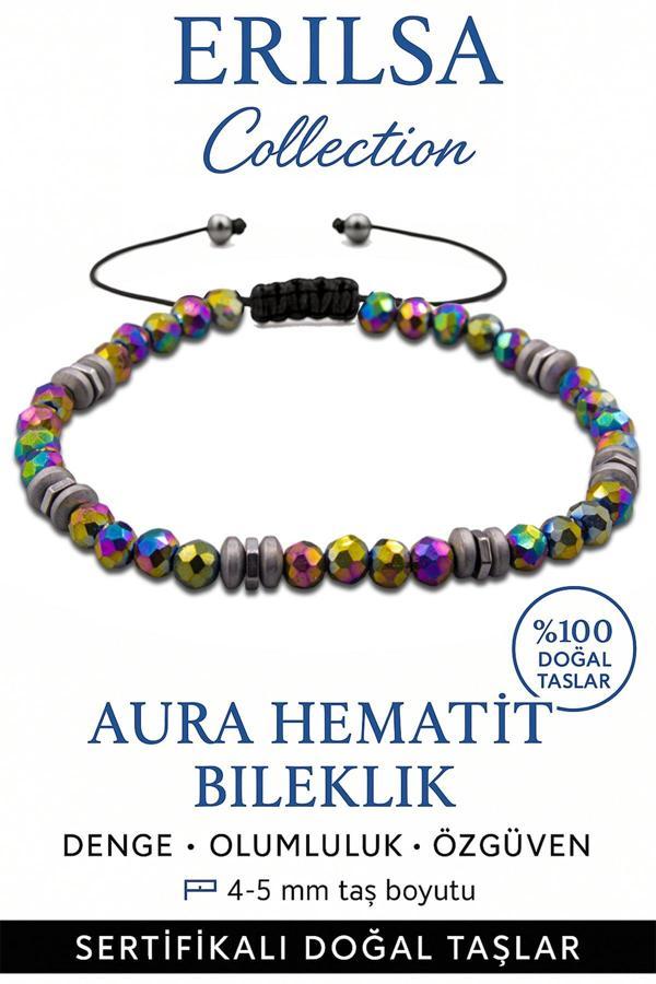 Sertifikalı Fasetli Terahertz – Aura Hematit Taşı Bileklik (İnce Model) – Koruma, Odak ve Enerji Kalkanı Taşı - Image 1