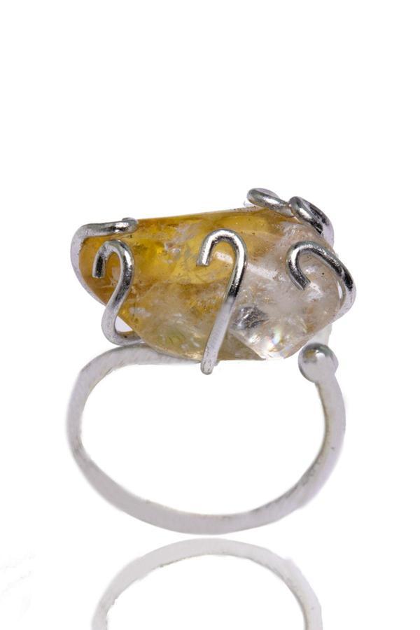 Sertifikalı Ayarlanabilir Sitrin Doğal Taş Yüzük Sarı Renk Tek Ebat - Image 1