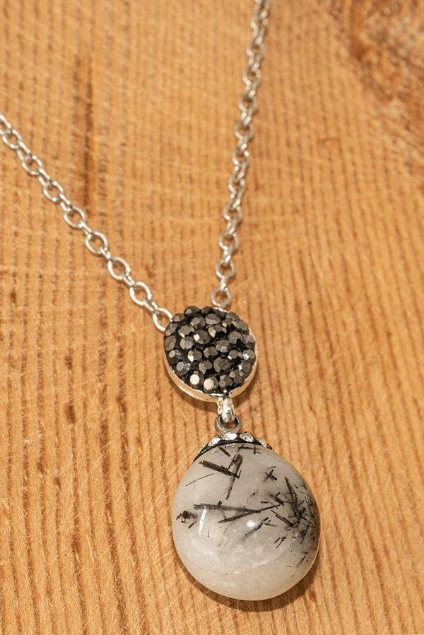 Sertifikalı Ham Zirkon Taşlı Rutil Kuvars Taşı Kolye (Melek Saçı) - Image 1