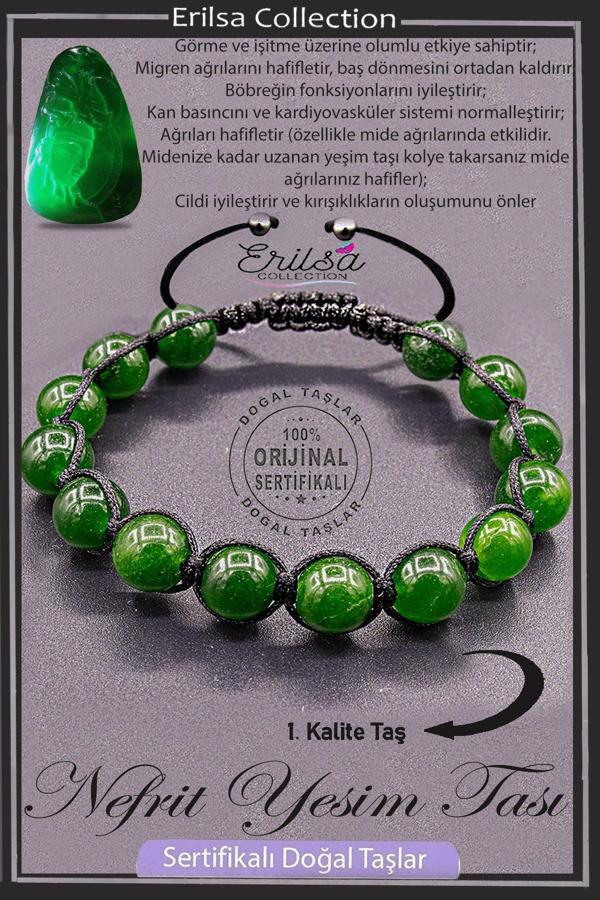 Sertifikalı AAA+ Kalite Gerçek Nefrit Yeşim Taşı Bileklik - Image 1