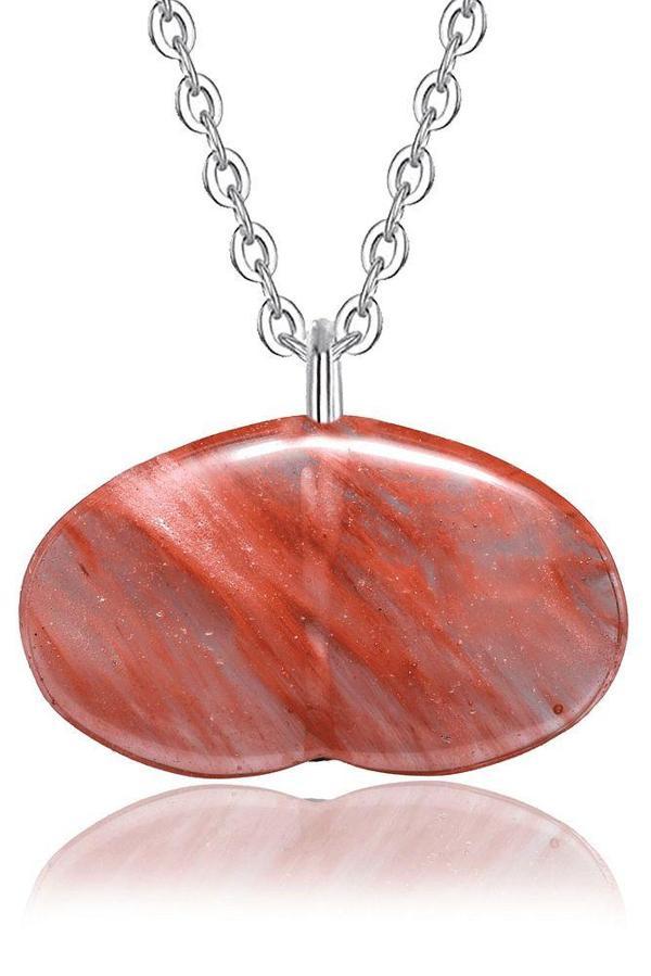 Sertifikalı Doğal Damarlı Gül Pembe Kuvars Taşı Kolye - Image 1