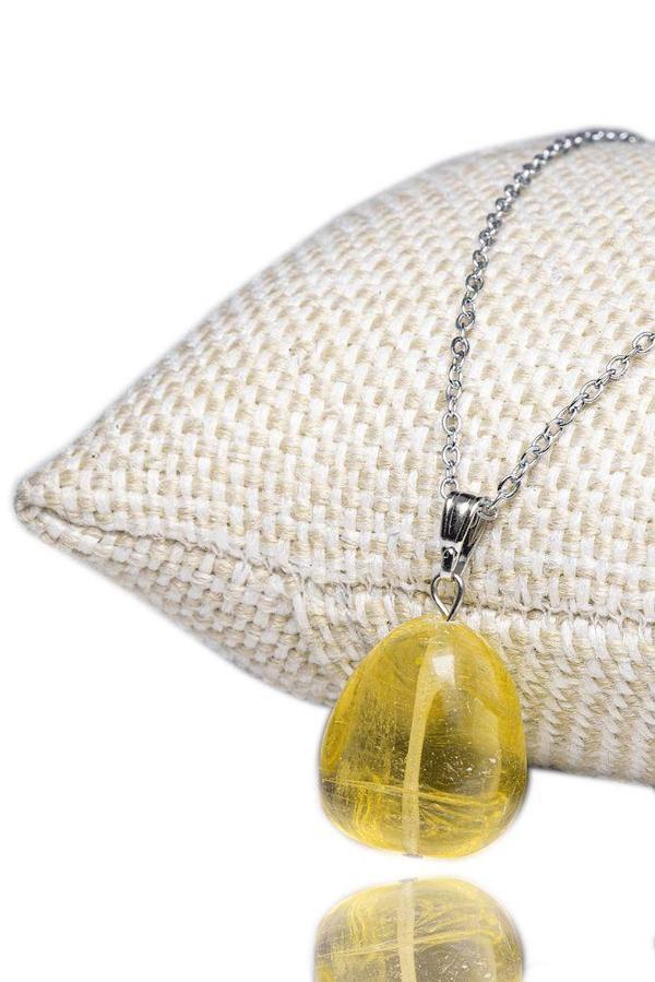 Doğal Limon Kuvars Taşı Kolye - Image 1