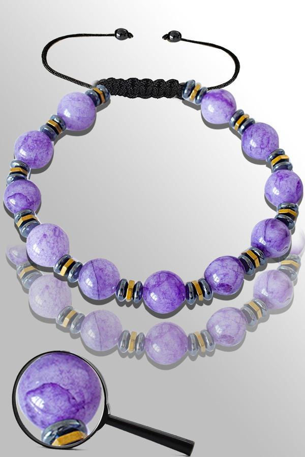 Sertifikalı Gold Silver Hematitli Lepidolit Taşı Bileklik - Ayarlamalı - Image 1