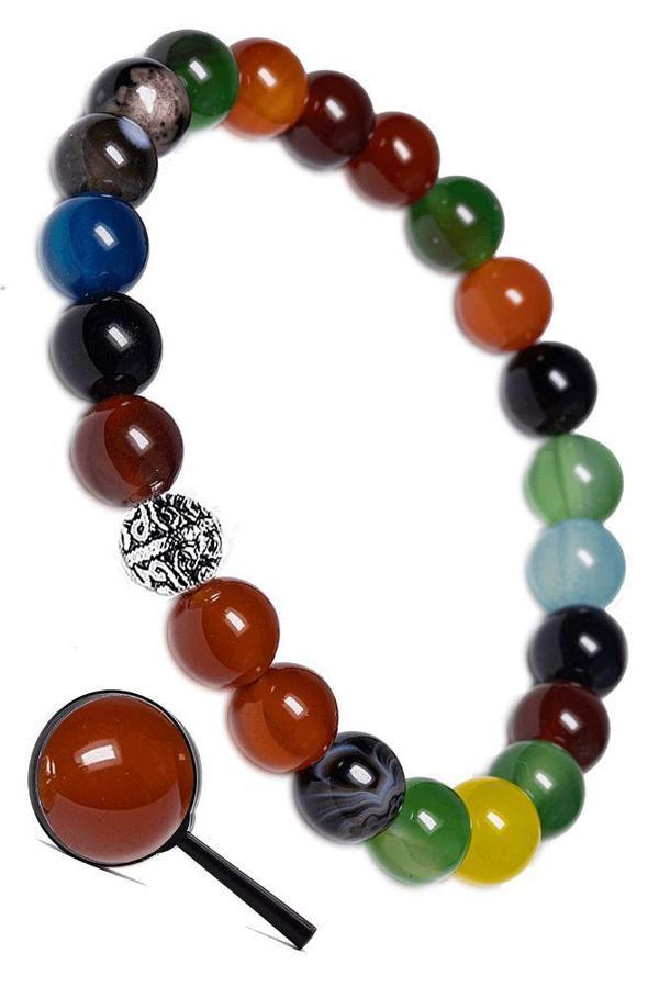 Sertifikalı Aaa Kalite Renkli Akik Taşı Bileklik (gümüş Aparatlı) - Image 1