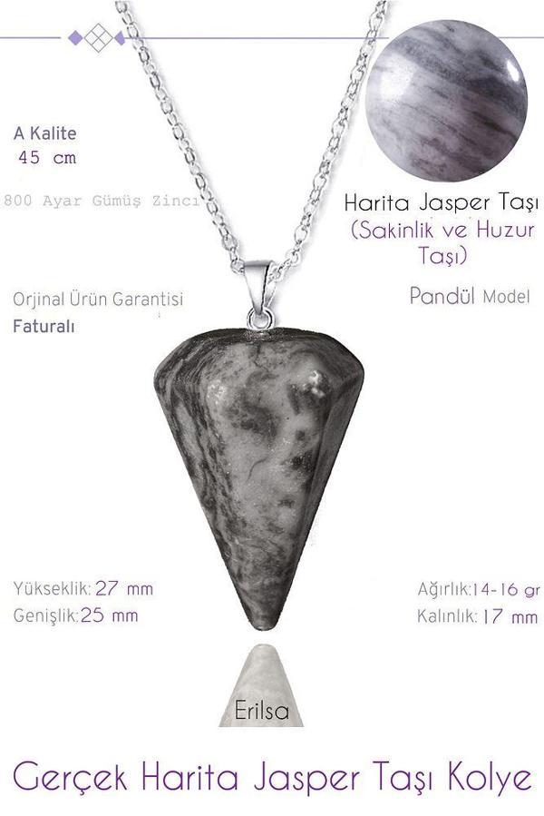 Sertifikalı Pandül Model Harita Jasper Taşı Kolye - Image 1