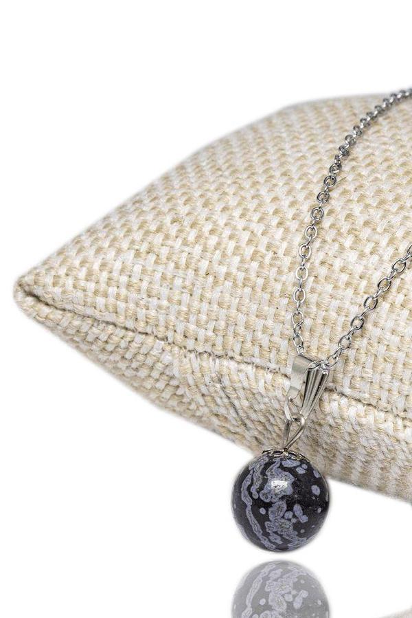 Sertifikalı Doğal Karlı Obsidyen Taşı Kolye - Image 1