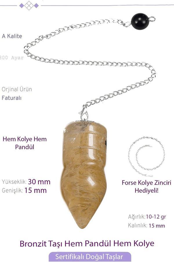 Sertifikalı Bronzit Taşı Pandül Sarkaç Hem Pandül - Hem Kolye - Image 1
