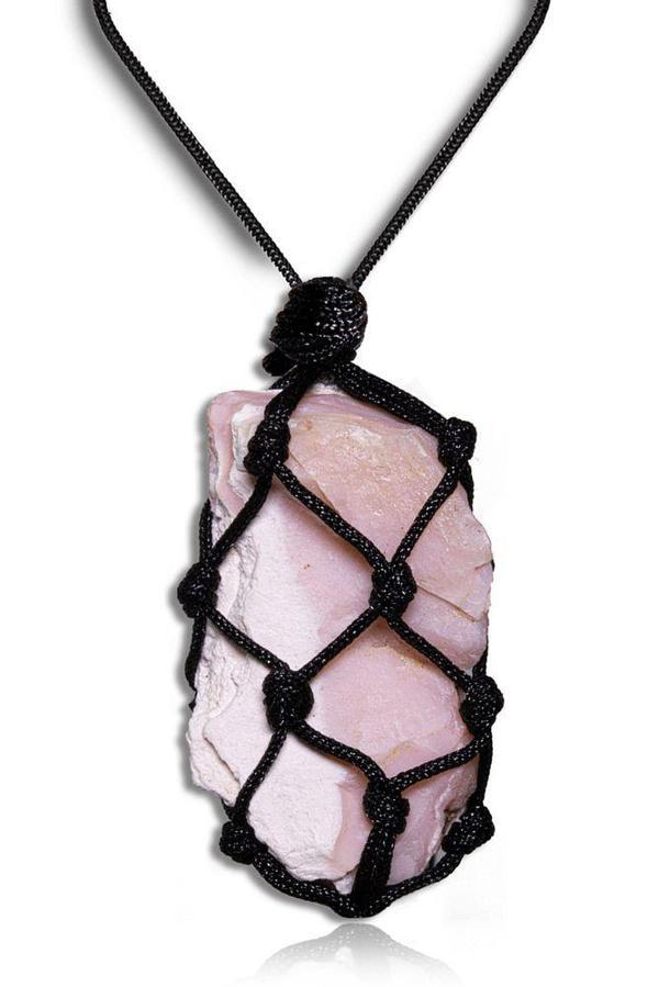 Sertifikalı Ayarlanabilir Doğal Afrika Pembe Opal Taşı Kolye - Image 1