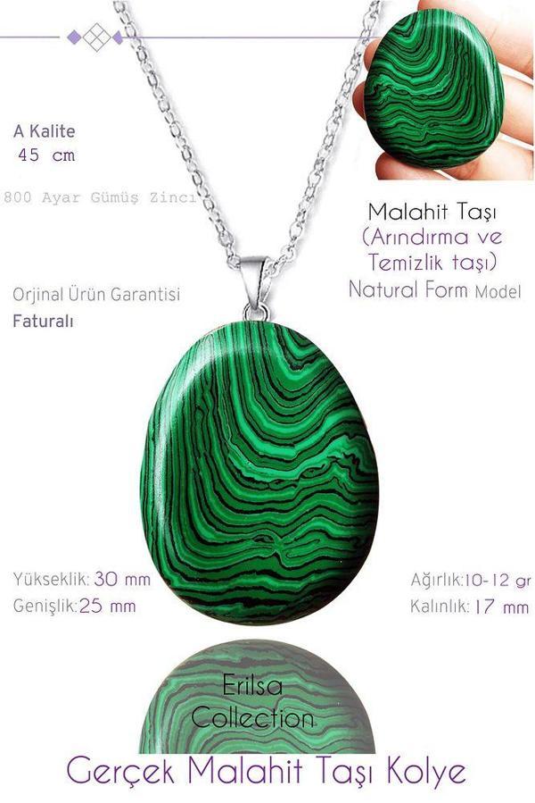 Sertifikalı Tımbıl Model Malahit Taşı Kolye - Image 1