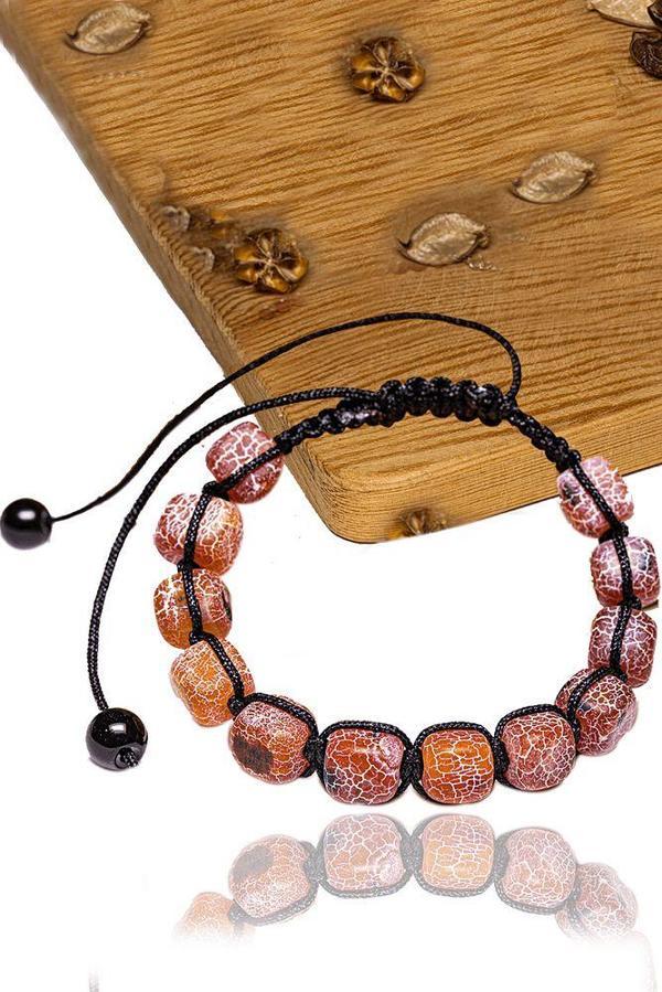 Sertifikalı Küp Kesim Damarlı Kırmızı Akik Taşı Bileklik - Image 1