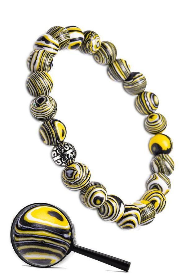 Sertifikalı Gümüş Aparatlı Doğal Sarı Malahit Taşı Bileklik - Image 1