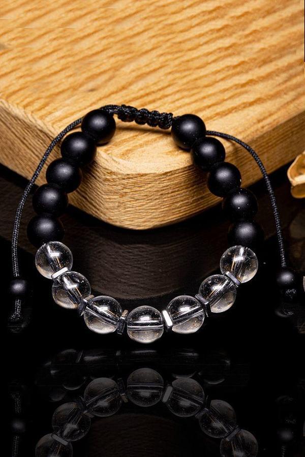 Sertifikalı Aa+ Kristal Kuvars - Oniks - Hematit Taşı Bileklik - Image 1