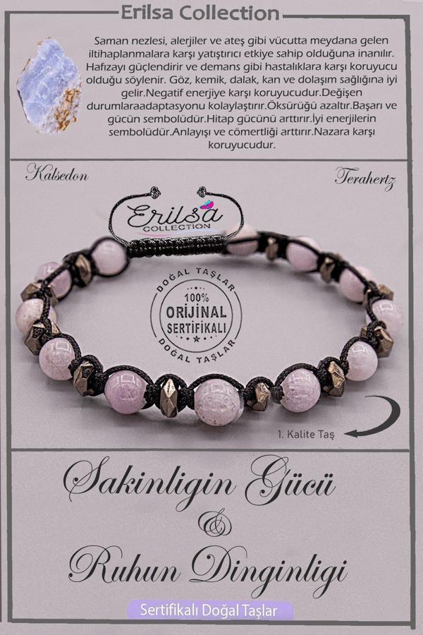 Sertifikalı AAA+ Kalite Doğal Gri Kalsedon Taşı - Sakinlik Güç Ruh Dinginliği Bilekliği - Image 1