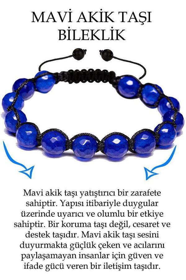 Sertifikalı Fasetli Mavi Akik Taşı Bileklik - Image 1