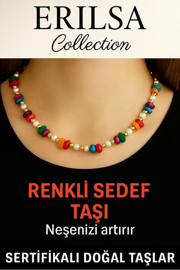 Sertifikalı Kırık Taşlı Model Renkli Sedef Taşı Kolye – Duygusal Denge ve Zarafet - Image 1
