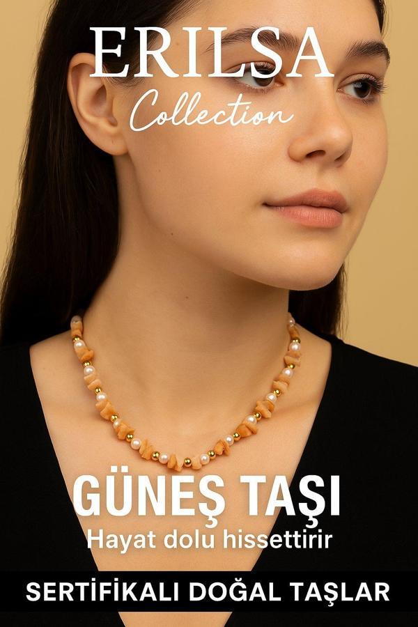 Sertifikalı Kırık Taşlı Model İnci - Güneş Taşı Kolye - Image 1