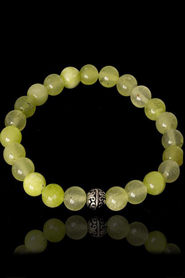 Sertifikalı Açık Yeşil Akik Taşı Bileklik - Gümüş Aparatlı - Image 1