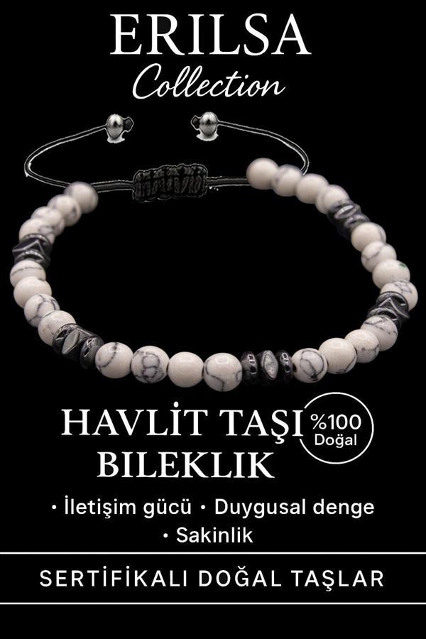 Sertifikalı Fasetli AAA+ Terahertz ve Havlit Taşı Bileklik – İnce Model Denge ve Huzur - Image 1