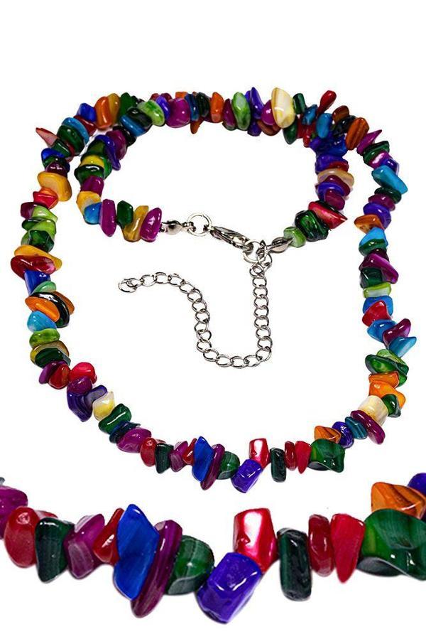 Sertifikalı Multicolor Sedef Taşı Doğal Taş Kadın Kolyesi - Image 1