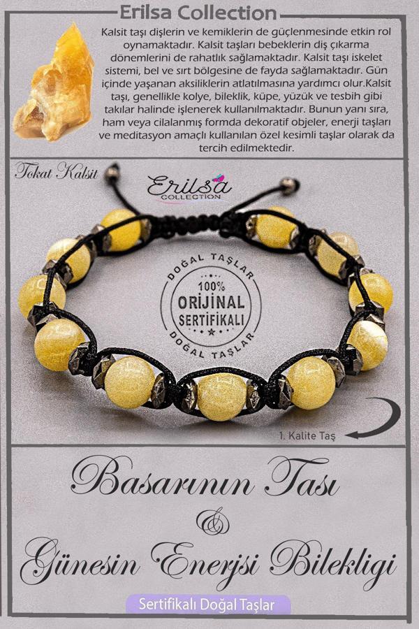 Sertifikalı AAA+ Kalite Doğal Tokat Kalsit Taşı - Başarının Taşı Güneşin Enerjisi Bilekliği - Image 1