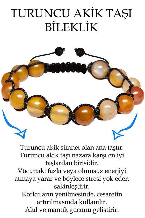 Sertifikalı Turuncu - Şeffaf Akik Taşı Bileklik - Image 1
