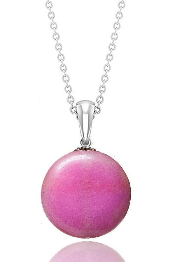 Sertifikalı Pembe Renk Kuvars Taşı Kolye - 1.kalite - Image 1