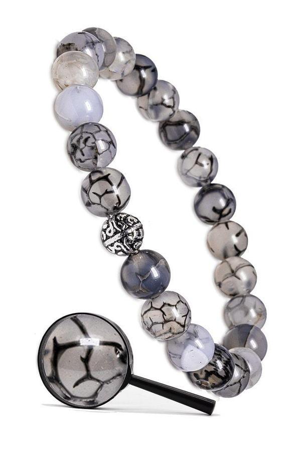 Sertifikalı Gümüş Aparatlı Doğal Çizgili Akik Taşı Bileklik - Image 1