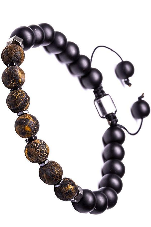 Sertifikalı Makrome Kahverengi Doğal Akik Taşı Bileklik - Image 1