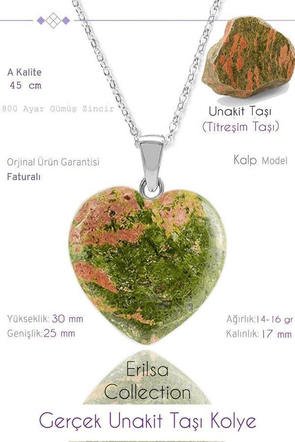Sertifikalı Kalp Model Unakit Taşı Kolye - Image 1