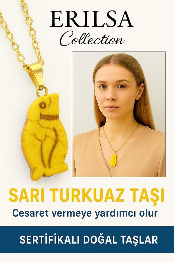 Sertifikalı Sarı Renkli Penguen Model Yeşil Sarı Taşı Kolye – Şifa, Koruma ve Doğal Denge - Image 1