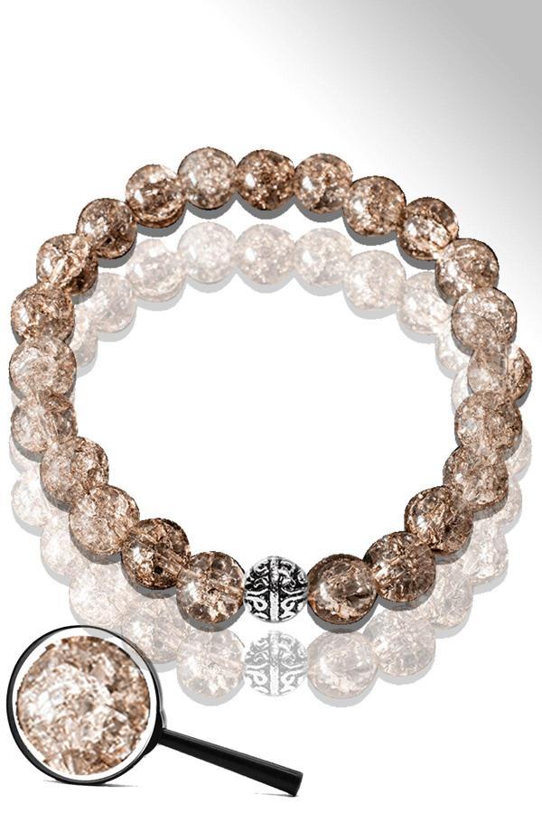 Sertifikalı Dağ Kristalı Kahverengi Necef Taşı Bileklik - Gümüş Aparatlı - Image 1