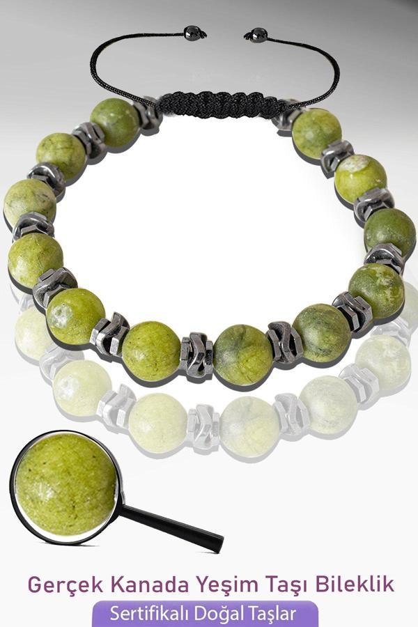 Sertifikalı Gerçek Kanada Yeşim Taşı Bileklik - Ayarlamalı - Image 1